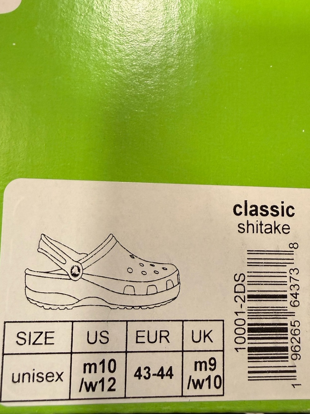 *NWB* CROCS 10 Men’s 12 Women’s Classic Clog - Shitake Color